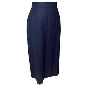 Sag Harbor Navy Wool Midi Skirt Lined Front Slit Classic Womens 12